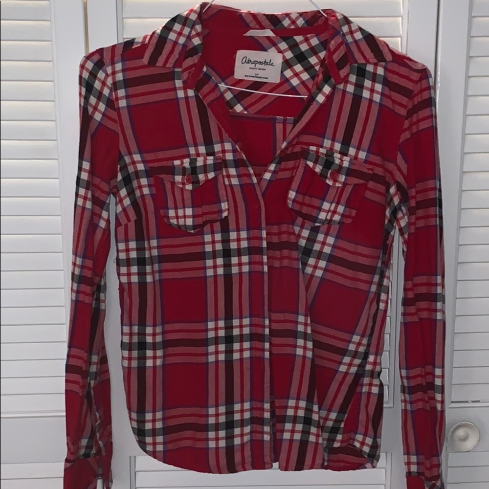 Red Plaid Button Down Flannel